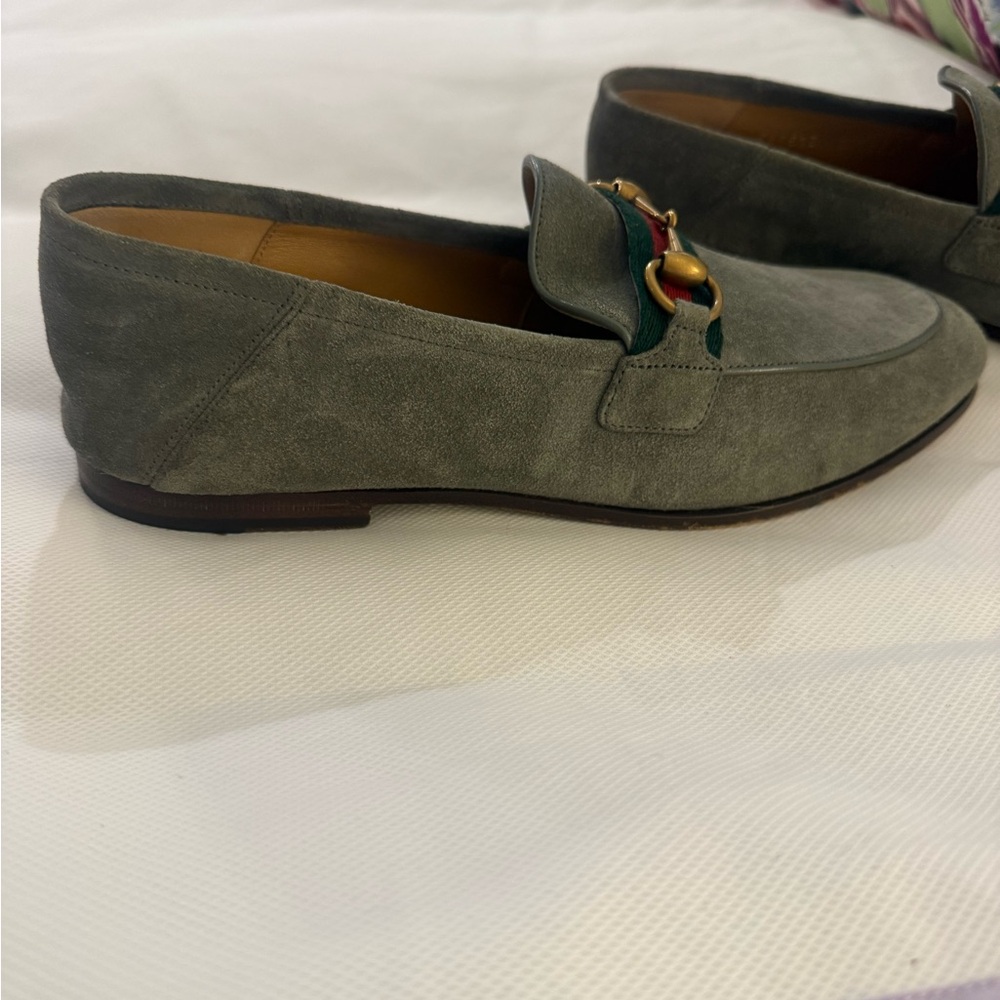 Gray Suede Loafers with Gold horsebit - Picture 2 of 6